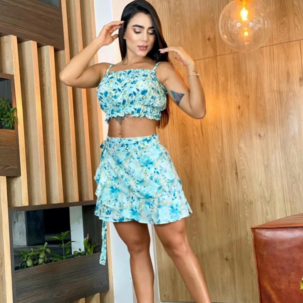 Women's Set Adjustable Skirt and Top Blue